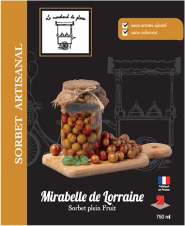 Sorbet aux fruits MIRABELLE DE LORRAINE 1 litre (600g)