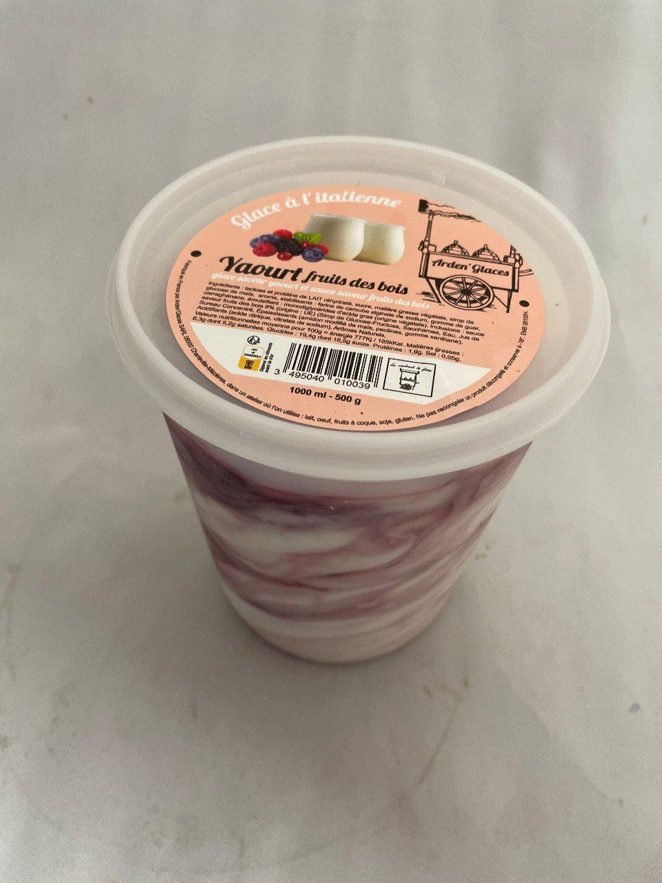 Glace à l'italienne yaourt fruits de bois 1 litre